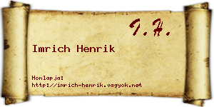 Imrich Henrik névjegykártya